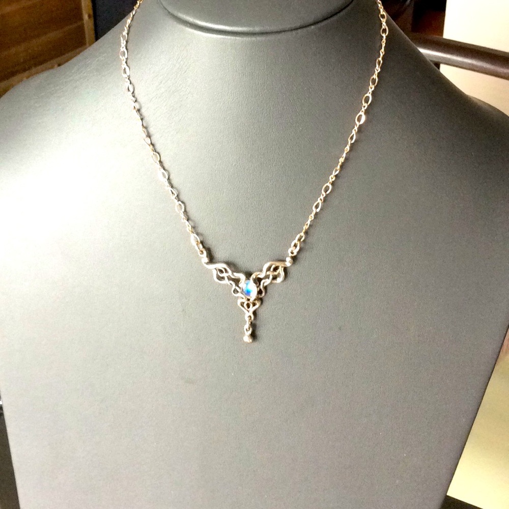 Vintage Necklace Length is 15”. Marked as Sterling